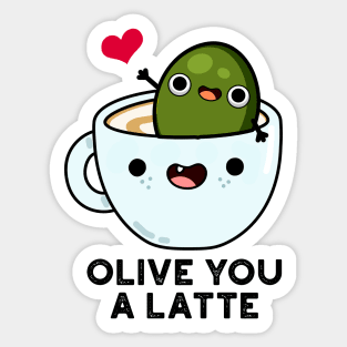 Olive You A Latte Cute Food Pun Sticker